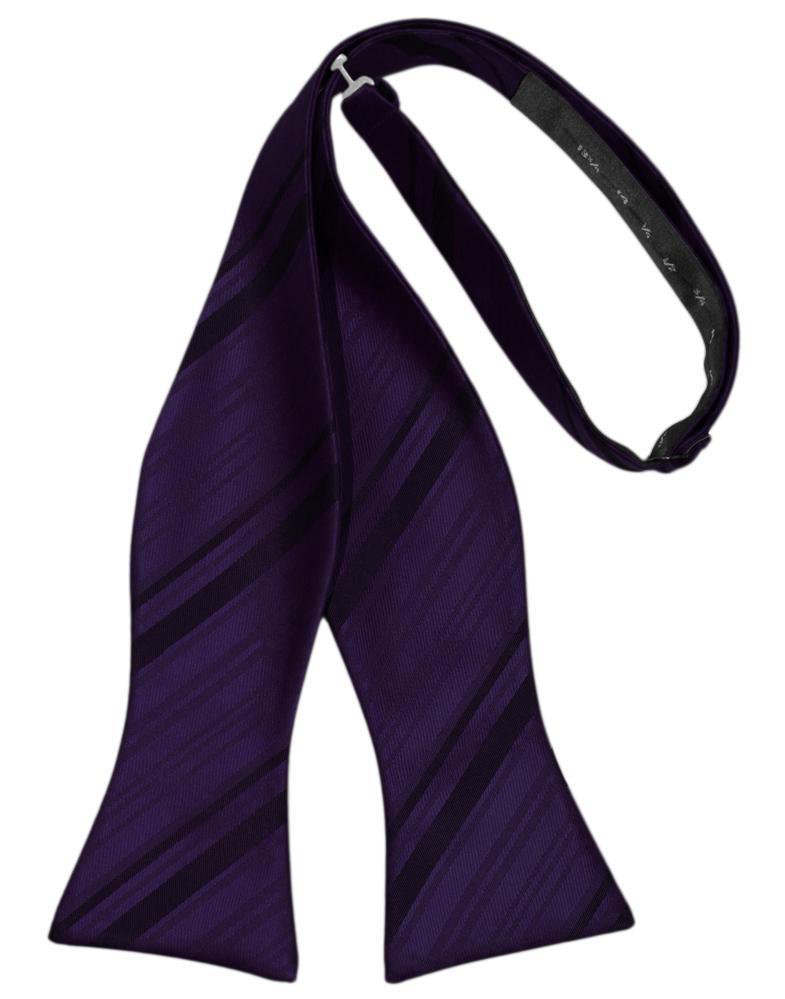 Amethyst Striped Satin Bow Tie - self-tie style, front view