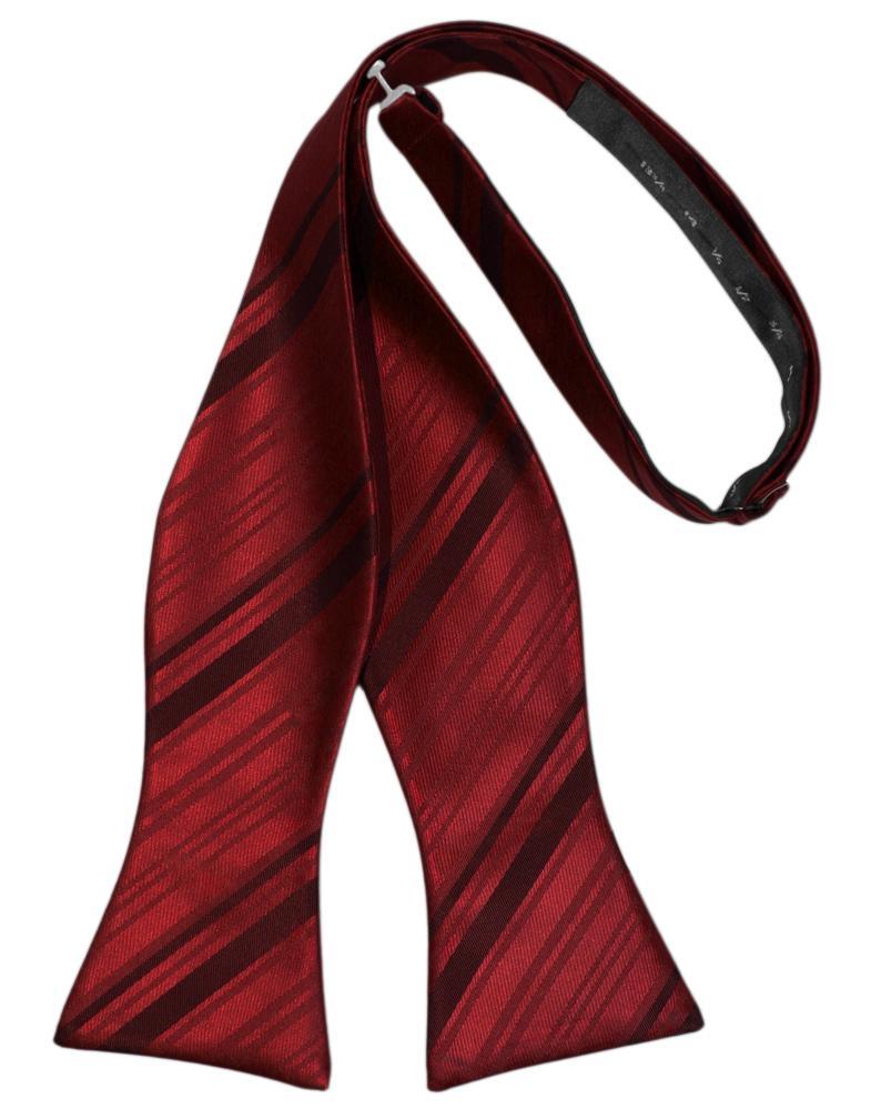 Apple Striped Satin Bow Tie - self-tie style, front view