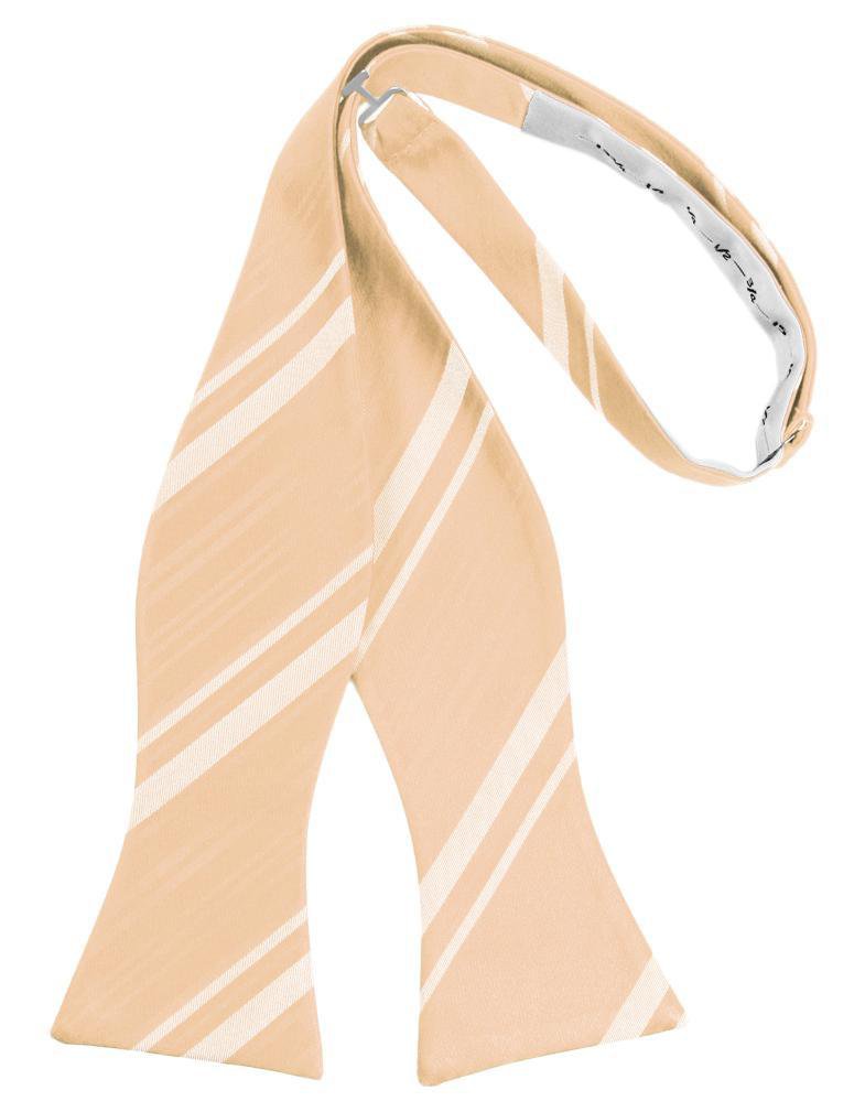 Apricot Striped Satin Bow Tie - self-tie style, front view