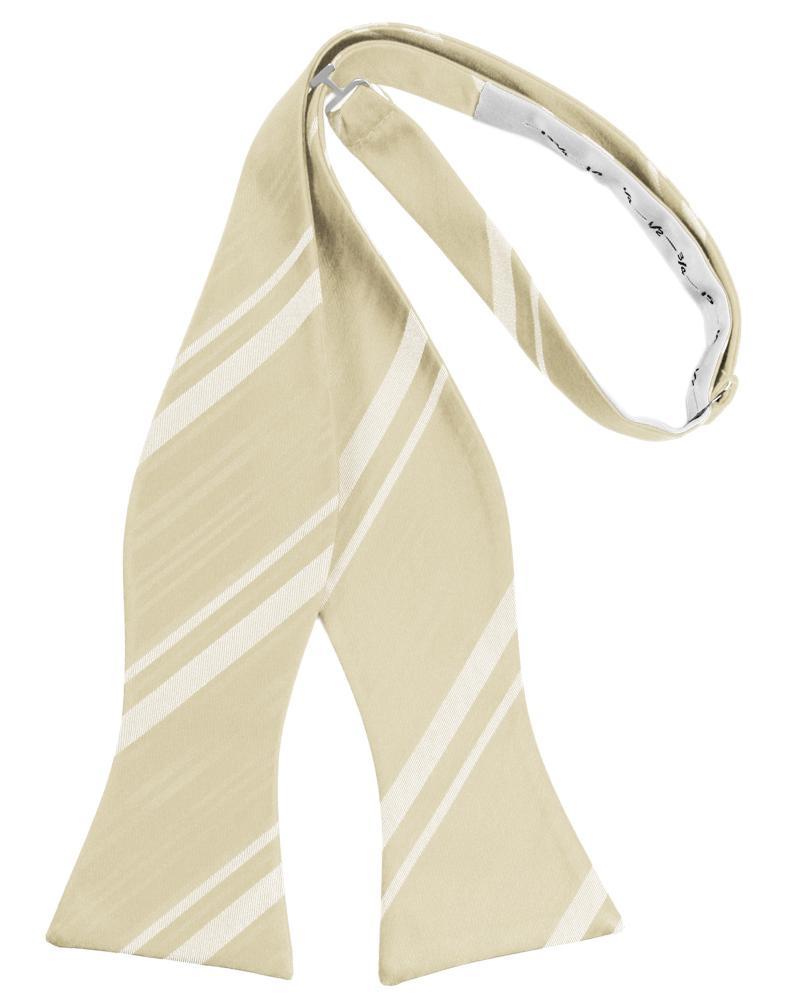 Bamboo Striped Satin Bow Tie - self-tie style, front view
