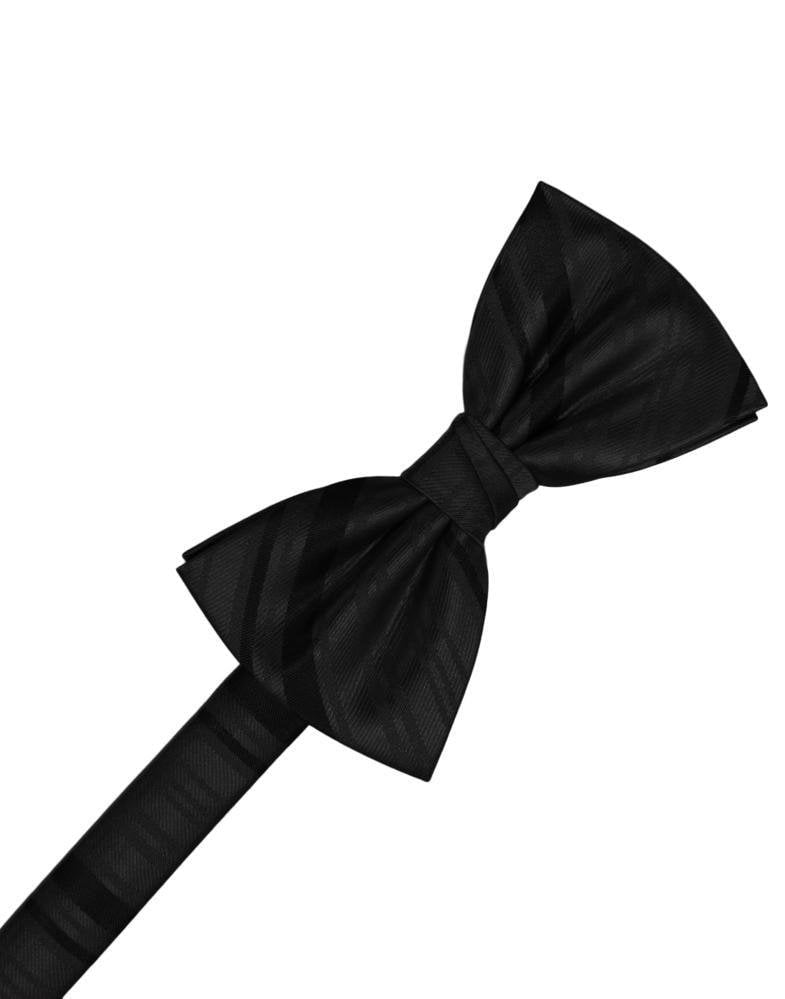 Cardi Pre-Tied Black Striped Satin Bow Tie