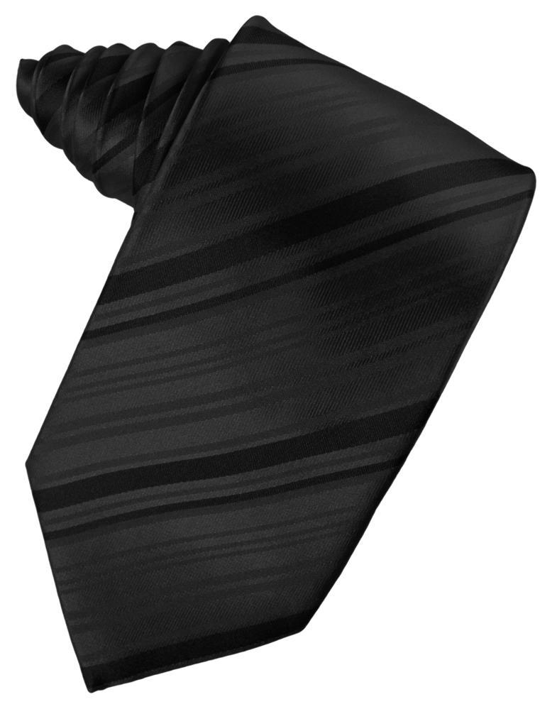 Cardi Black Striped Satin Necktie