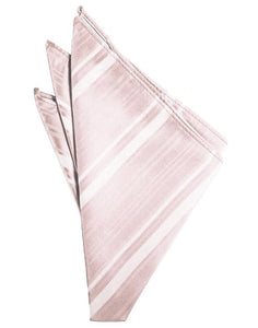 Cardi Blush Striped Satin Pocket Square