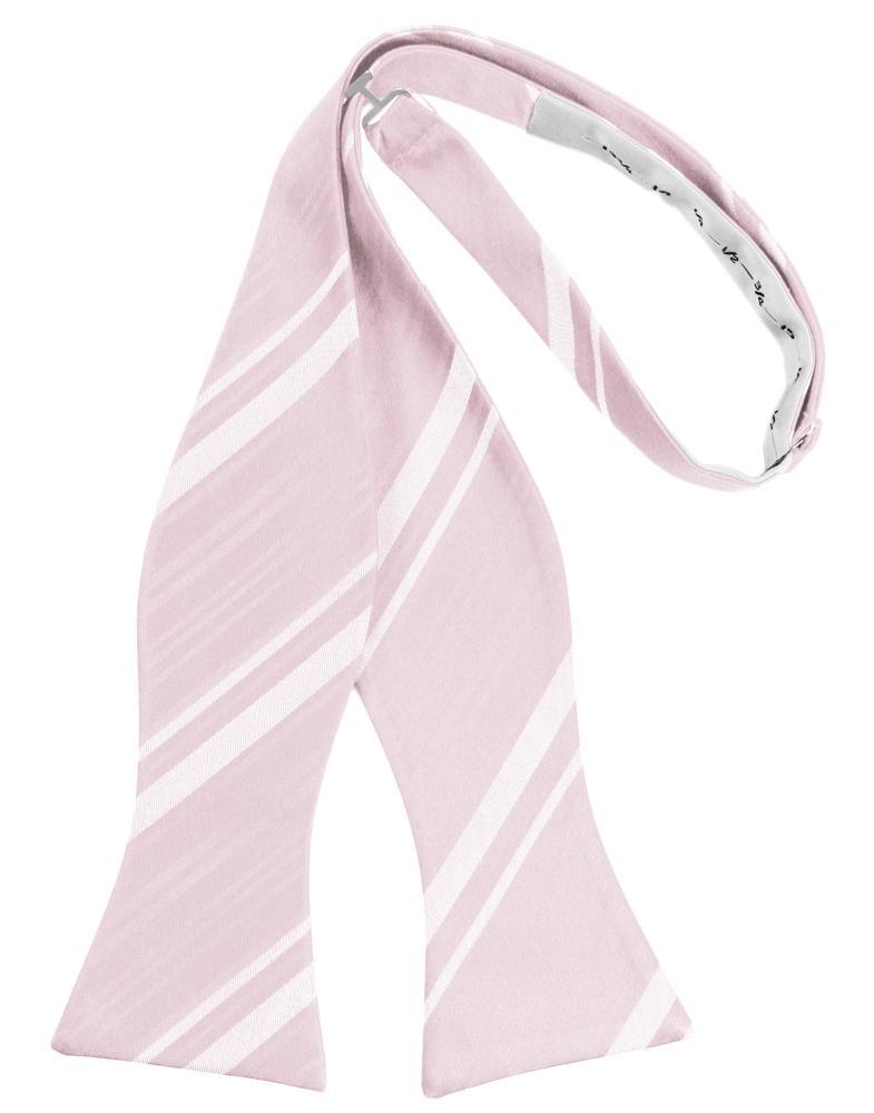 Blush Striped Satin Bow Tie - self-tie style, front view