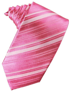 Cardi Bubblegum Striped Satin Necktie