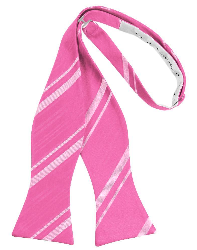 Bubblegum Striped Satin Bow Tie - self-tie style, front view