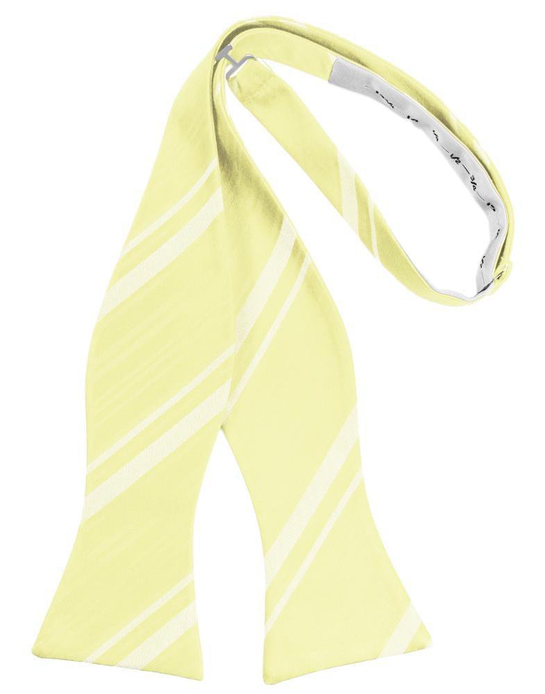 Canary Striped Satin Bow Tie - self-tie style, front view