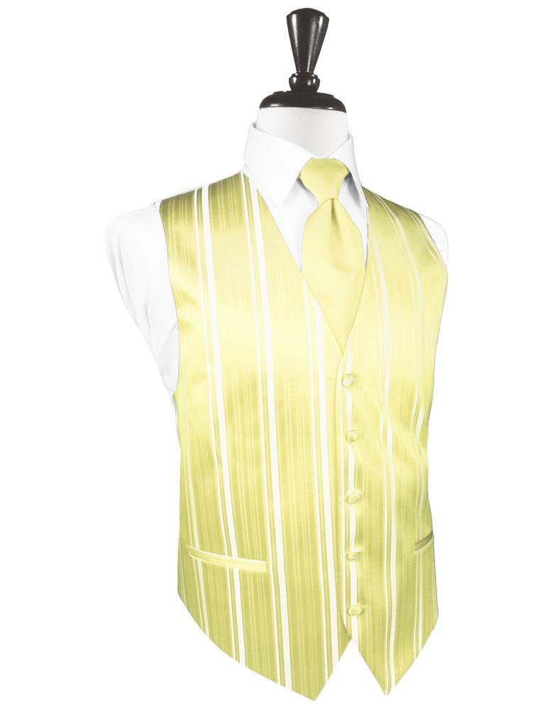 Cardi Canary Striped Satin Tuxedo Vest