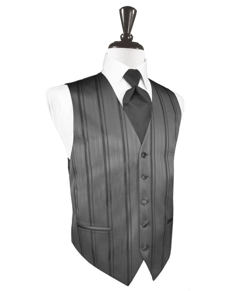 Cardi Charcoal Striped Satin Tuxedo Vest