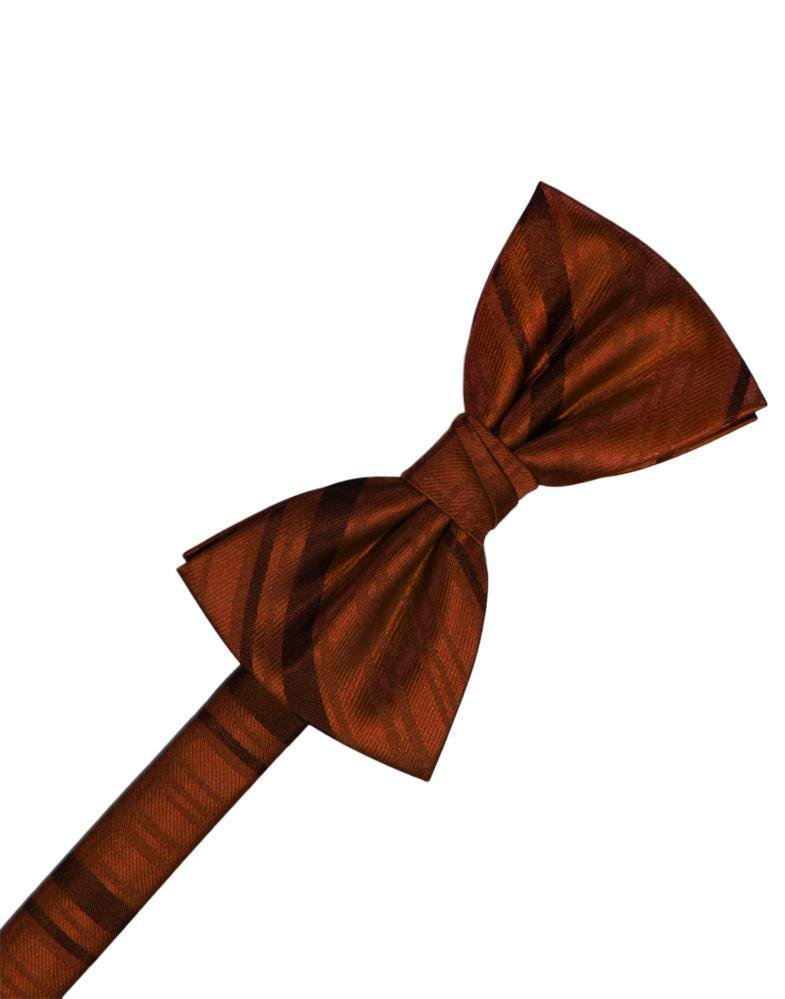 Cognac Striped Satin Necktie