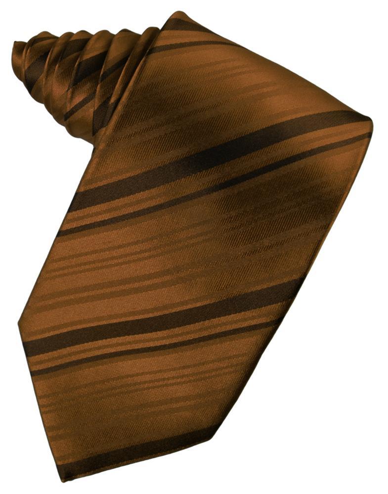 Cardi Cognac Striped Satin Necktie