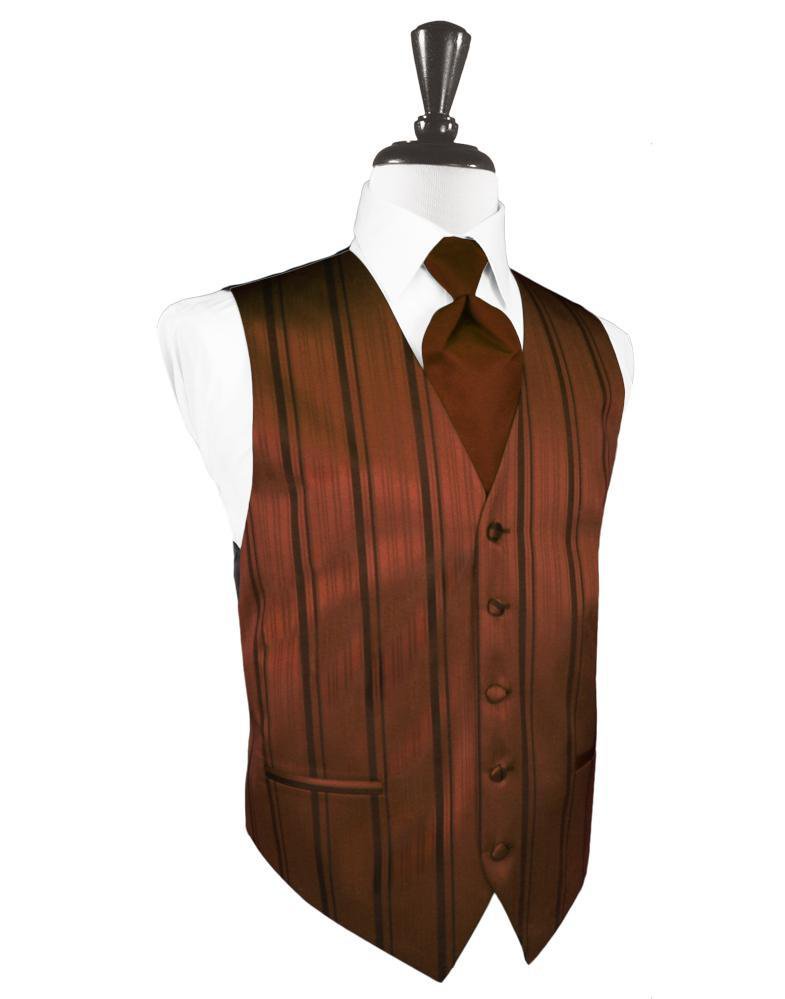 Cardi Cognac Striped Satin Tuxedo Vest