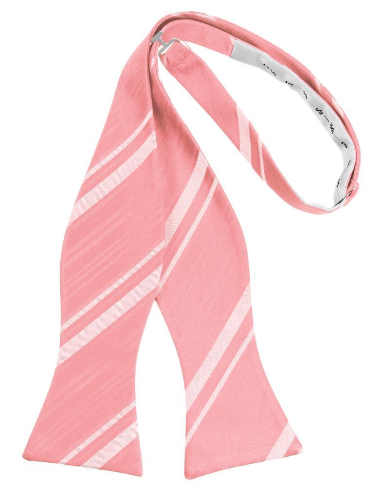 Coral Reef Striped Satin Bow Tie - self-tie style, front view