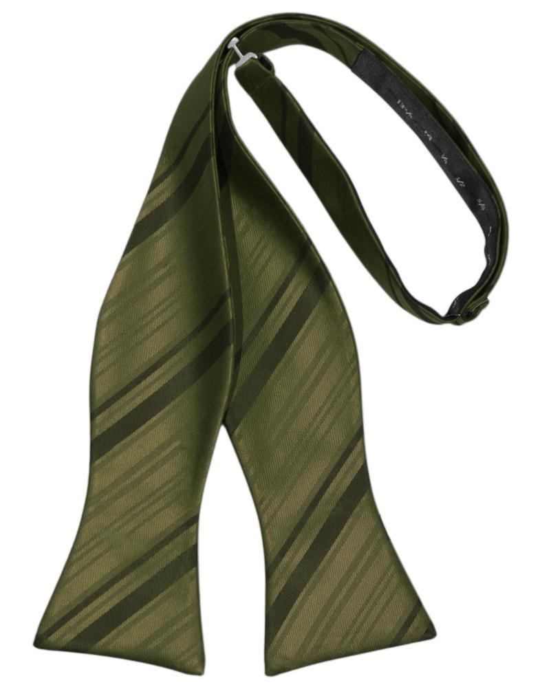 Fern Striped Satin Bow Tie - self-tie style, front view