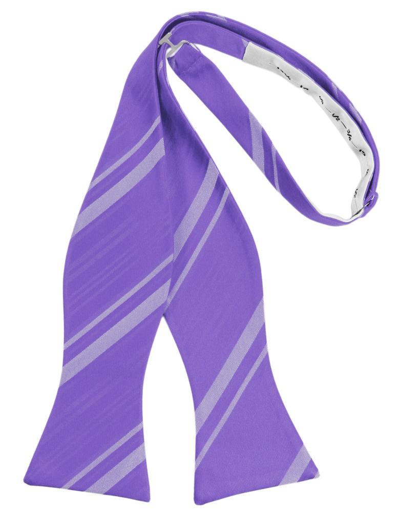 Freesia Striped Satin Bow Tie - self-tie style, front view