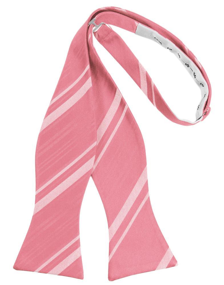 Guava Striped Satin Bow Tie - self-tie style, front view