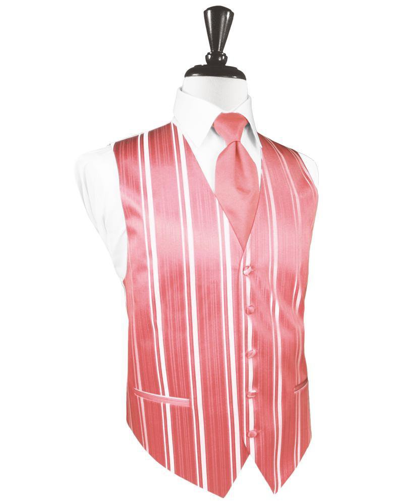 Cardi Guava Striped Satin Tuxedo Vest