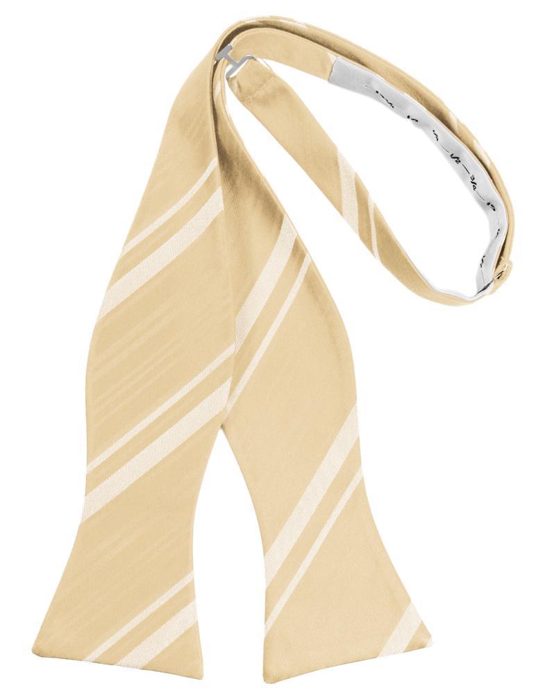 Harvest Maize Striped Satin Bow Tie - self-tie style, front view