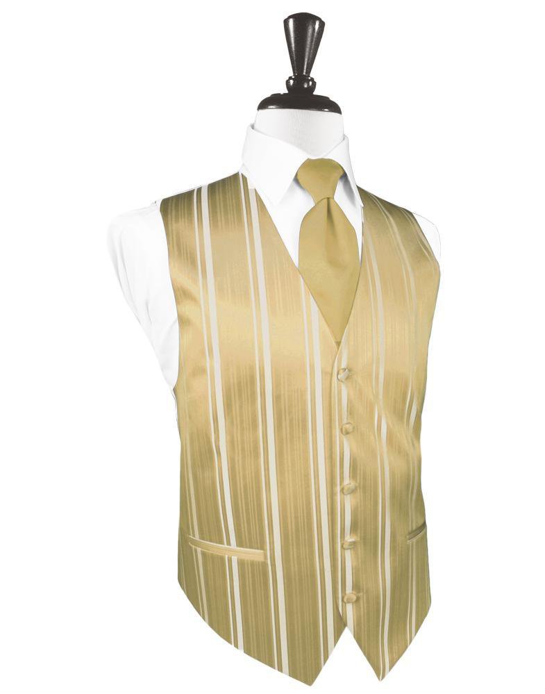 Cardi Harvest Maize Striped Satin Tuxedo Vest