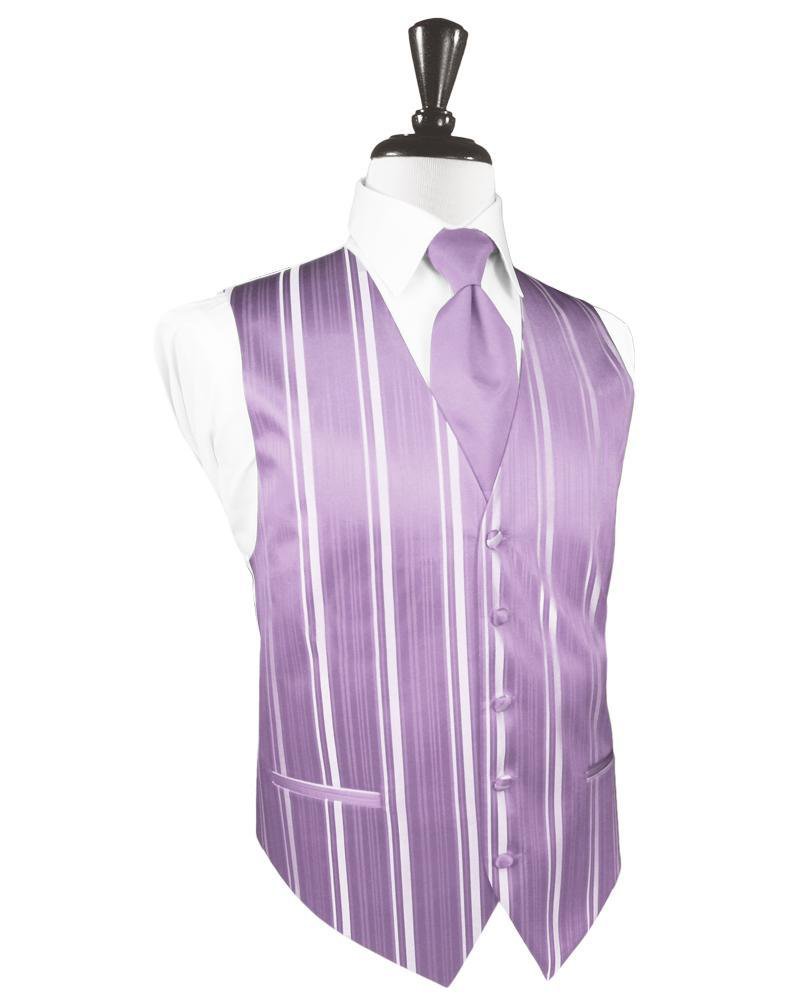 Cardi Heather Striped Satin Tuxedo Vest