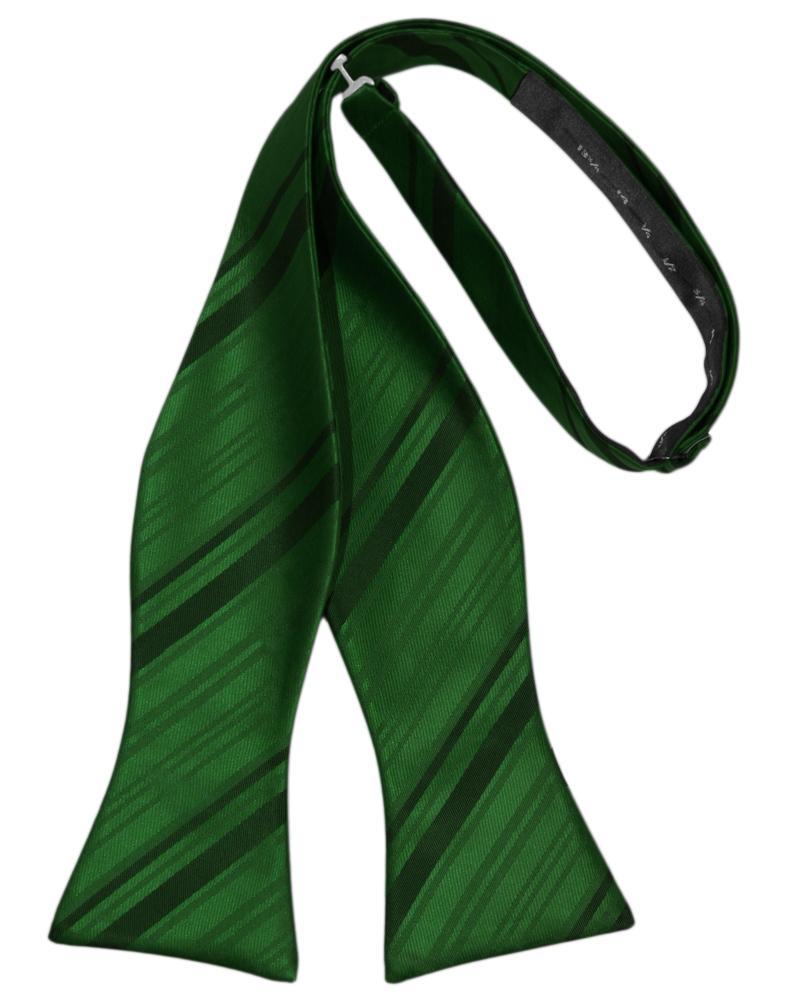 Hunter Striped Satin Bow Tie - self-tie style, front view