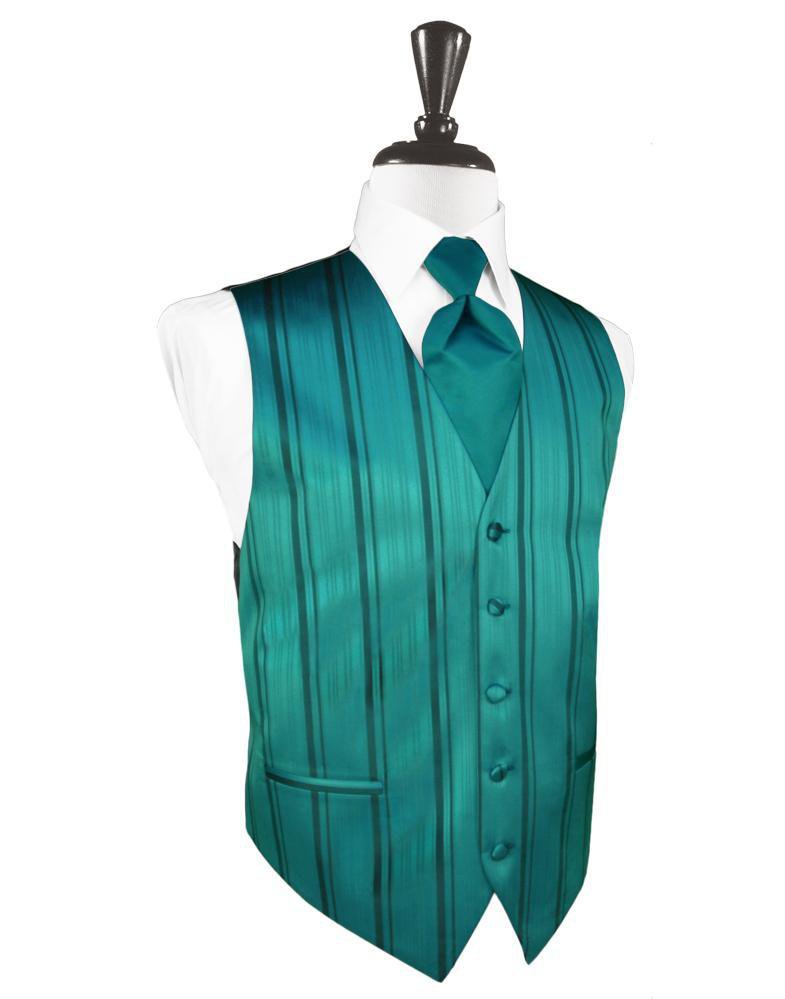 Cardi Jade Striped Satin Tuxedo Vest