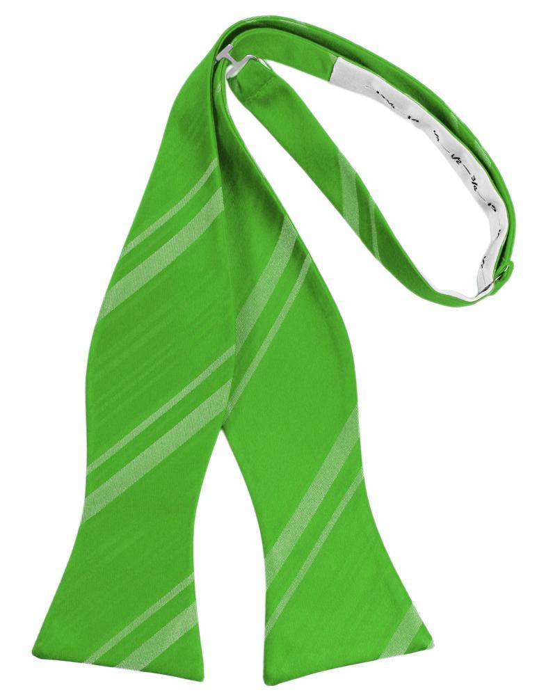 Kelly Striped Satin Bow Tie - self-tie style, front view