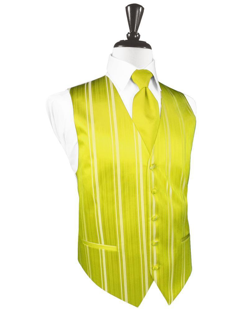 Cardi Lemon Striped Satin Tuxedo Vest