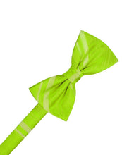 Cardi Pre-Tied Lime Striped Satin Bow Tie