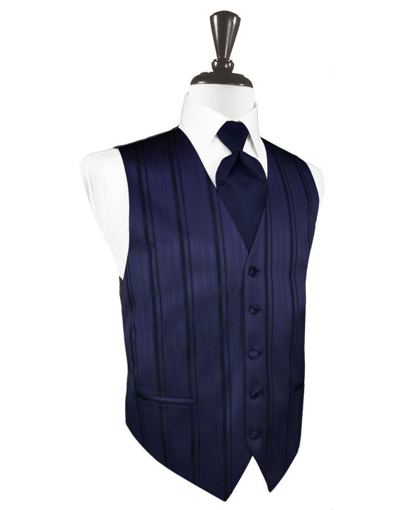 Cardi Marine Striped Satin Tuxedo Vest
