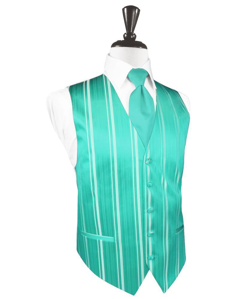 Cardi Mermaid Striped Satin Tuxedo Vest