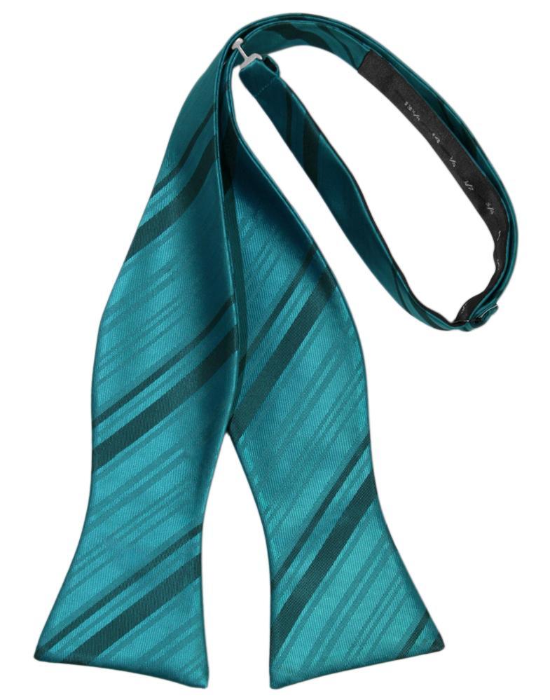 Oasis Striped Satin Bow Tie - self-tie style, front view