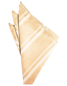 Cardi Peach Striped Satin Pocket Square