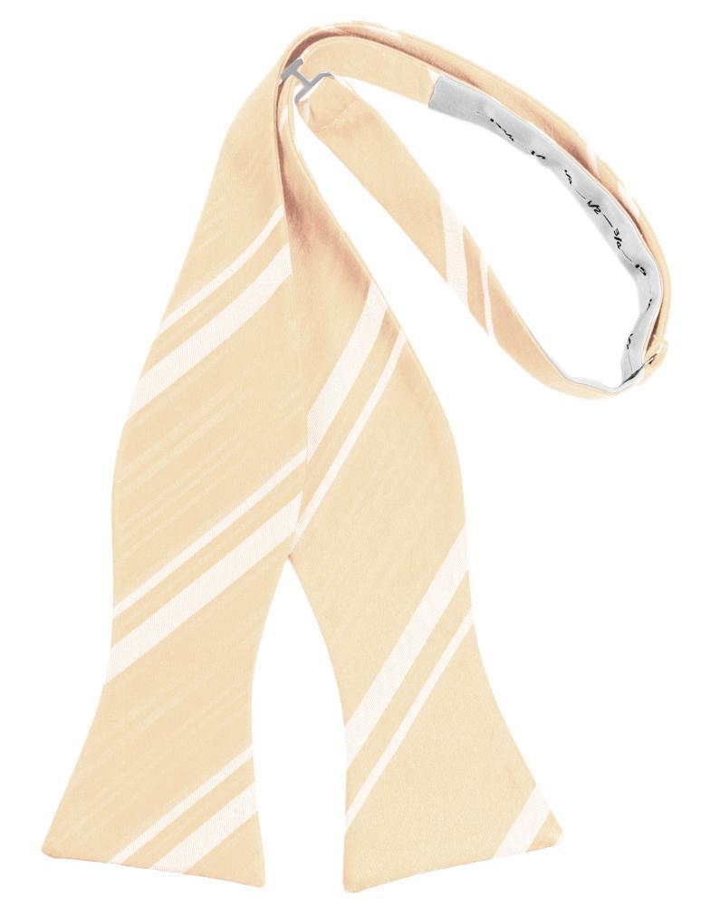 Peach Striped Satin Bow Tie - self-tie style, front view