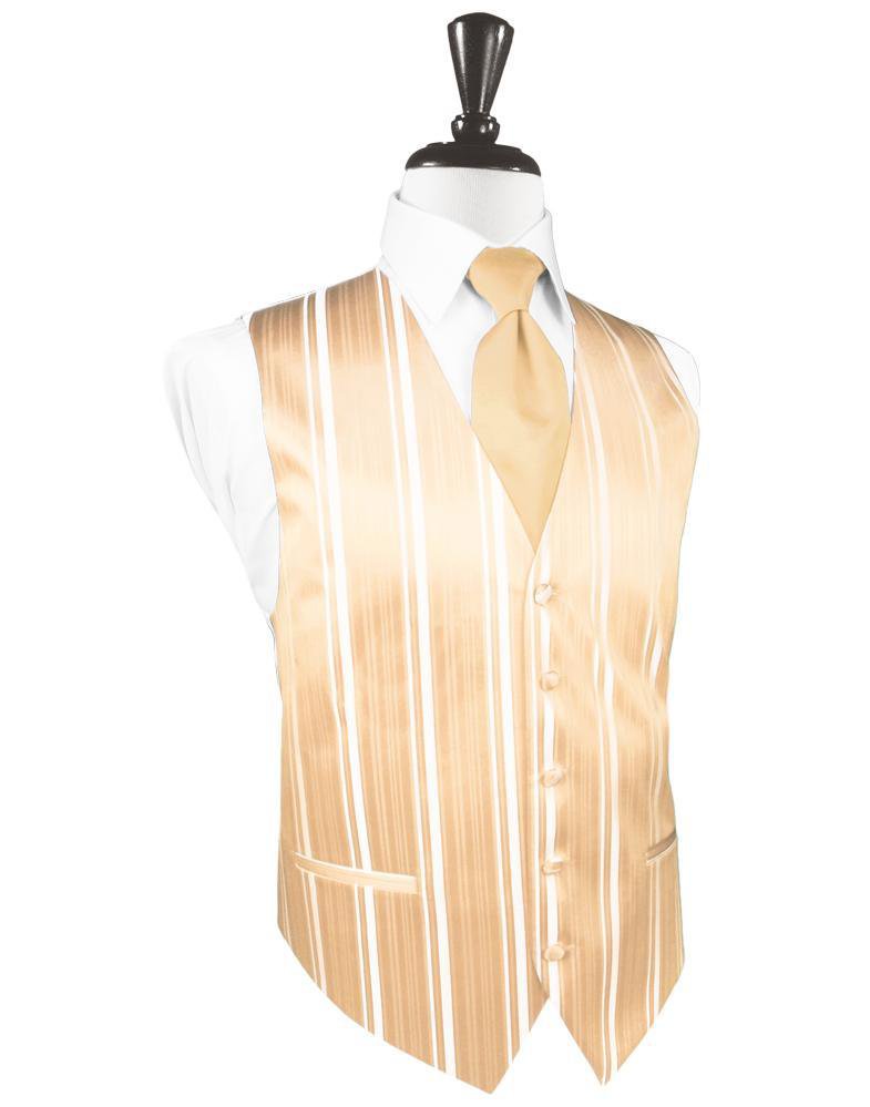 Cardi Peach Striped Satin Tuxedo Vest