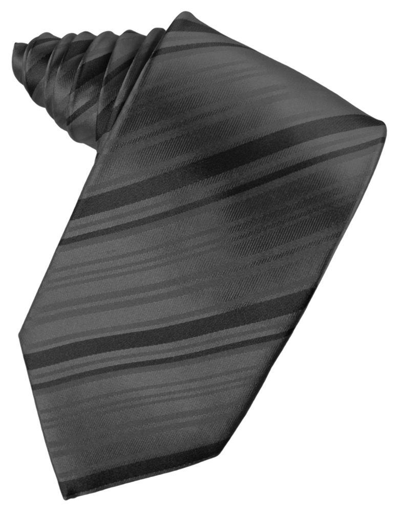 Cardi Pewter Striped Satin Necktie