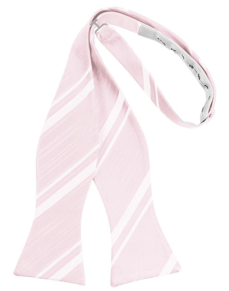 Pink Striped Satin Bow Tie - self-tie style, front view