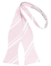 Cardi Self Tie Pink Striped Satin Bow Tie