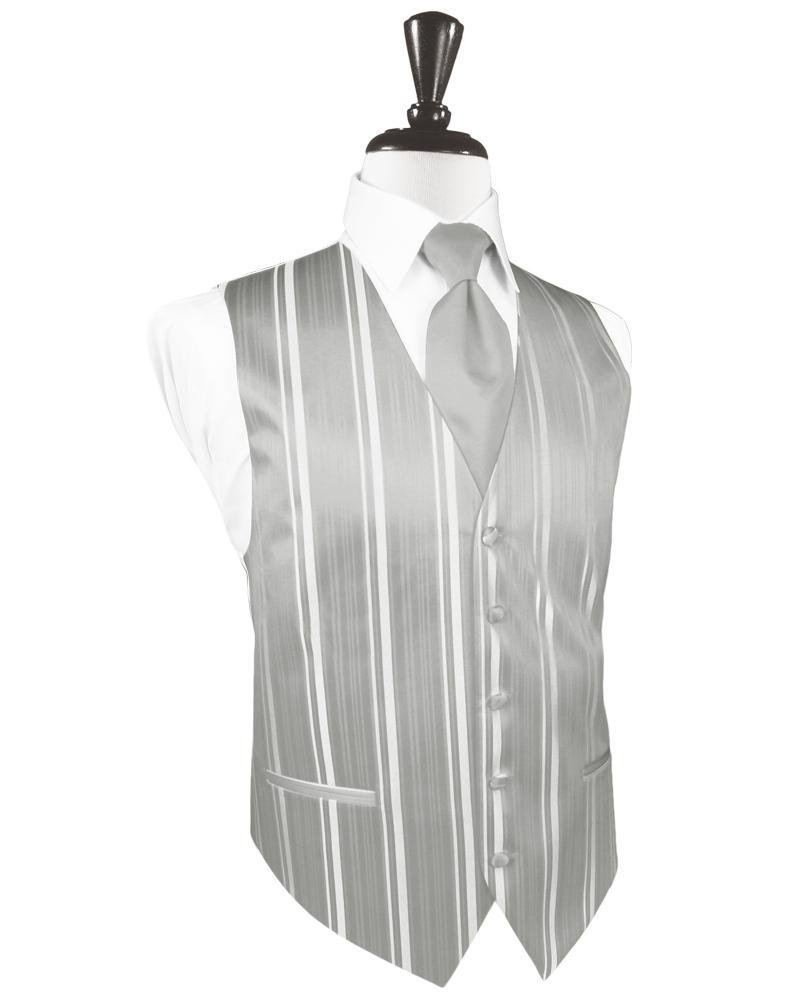 Cardi Platinum Striped Satin Tuxedo Vest