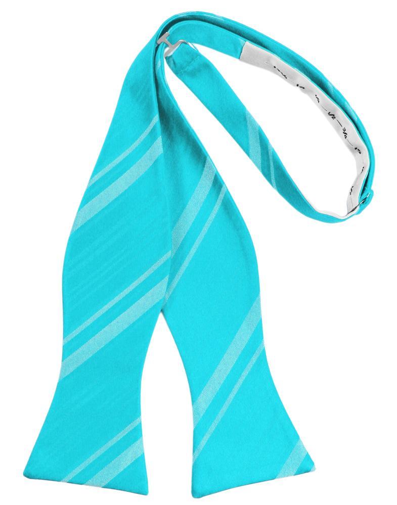 Pool Striped Satin Bow Tie - self-tie style, front view