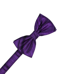 Cardi Pre-Tied Purple Striped Satin Bow Tie