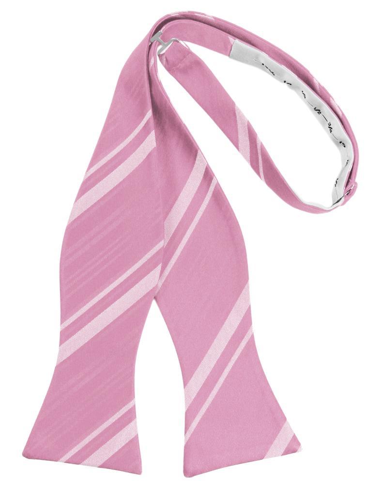 Rose Petal Striped Satin Bow Tie - self-tie style, front view
