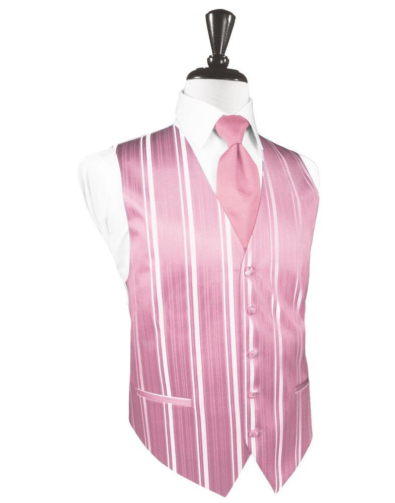 Cardi Rose Petal Striped Satin Tuxedo Vest