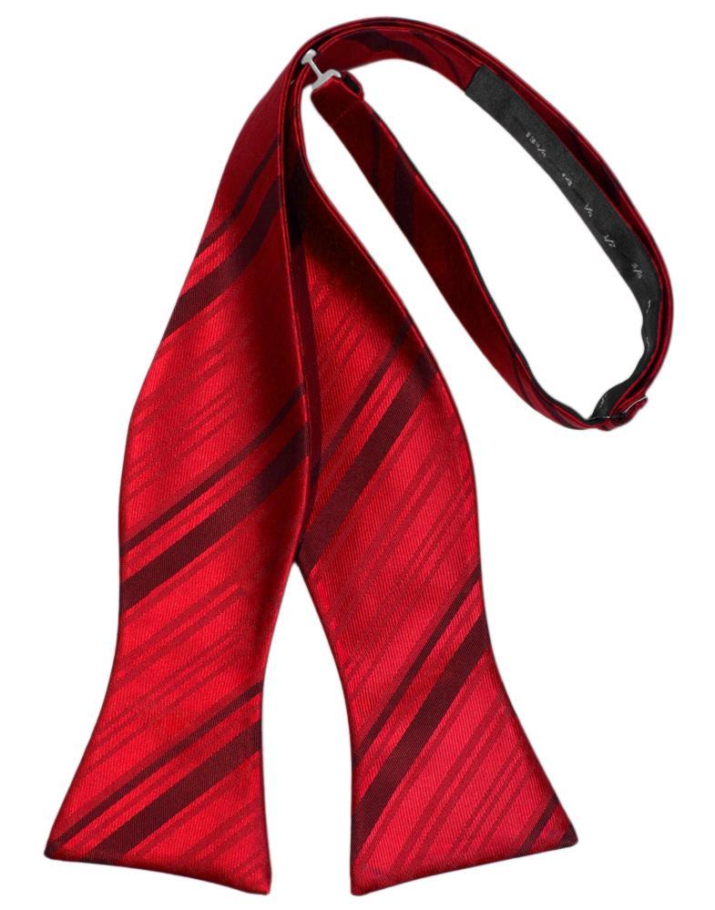 Scarlet Striped Satin Bow Tie - self-tie style, front view
