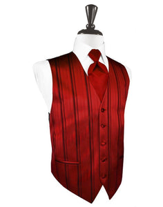 Cardi Scarlet Striped Satin Tuxedo Vest