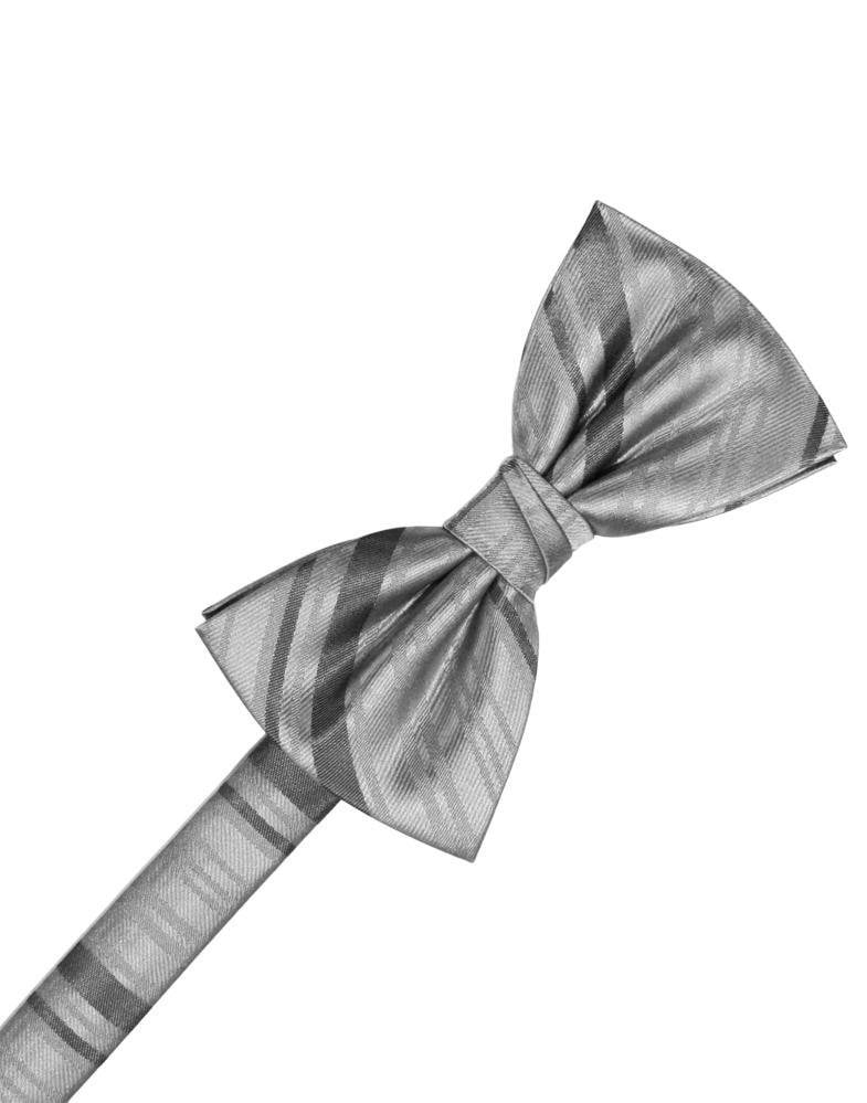 Cardi Pre-Tied Silver Striped Satin Bow Tie