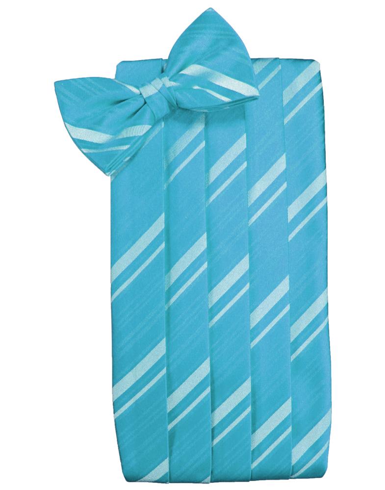 Cardi Turquoise Striped Satin Cummerbund