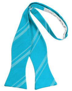 Cardi Self Tie Turquoise Striped Satin Bow Tie