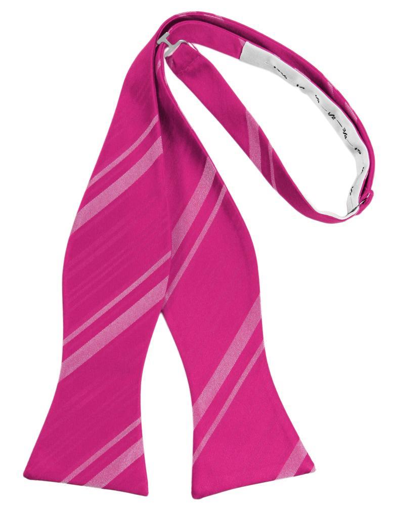 Watermelon Striped Satin Bow Tie - self-tie style, front view