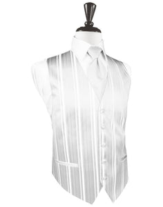 Cardi White Striped Satin Tuxedo Vest